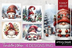 Christmas Gnome Tumbler Wrap - Cute Gnome Tumbler PNG Product Image 1