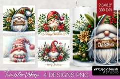 Christmas Gnome Tumbler Wrap - Cute Gnome Tumbler PNG Product Image 1