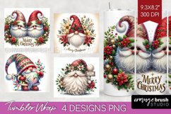 Christmas Gnome Tumbler Wrap - Cute Gnome Tumbler PNG Product Image 1