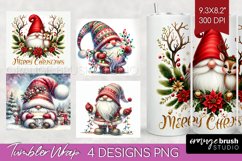 Christmas Gnome Tumbler Wrap - Cute Gnome Tumbler PNG Product Image 1