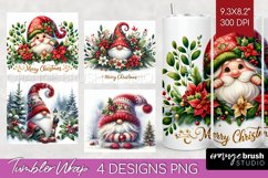 Christmas Gnome Tumbler Wrap - Cute Gnome Tumbler PNG Product Image 1