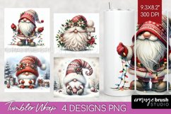 Christmas Gnome Tumbler Wrap - Cute Gnome Tumbler PNG Product Image 1