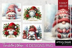 Christmas Gnome Tumbler Wrap - Cute Gnome Tumbler PNG Product Image 1