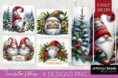 Christmas Gnome Tumbler Wrap - Cute Gnome Tumbler PNG Product Image 1