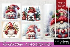 Christmas Gnome Tumbler Wrap - Cute Gnome Tumbler PNG Product Image 1