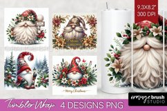 Christmas Gnome Tumbler Wrap - Cute Gnome Tumbler PNG Product Image 1