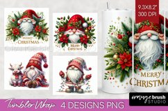 Christmas Gnome Tumbler Wrap - Cute Gnome Tumbler PNG Product Image 1