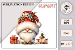 Add holiday magic to your winter projects with this Christmas gnome watercolor clipart! High-resolution PNG with transparent background, perfect for cards, decor, and scrapbooking.