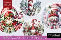 Christmas Gnome Wind Spinner Sublimation PNG - Cute Gnome Product Image 1