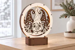 Christmas Gnomes LED Lamp SVG - 3 mm Laser Cut Product Image 3