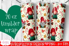 Christmas tumbler wrap for sublimation | Cute gnomes PNG Product Image 1