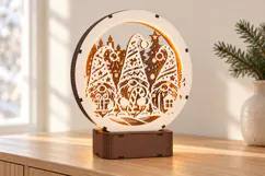 Christmas Gnomes Fireplace Lamp SVG - 3 mm Laser Cut Product Image 3