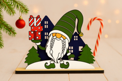 Christmas Gnome with Gifts - Wooden Holiday Figurine Product Image 2