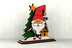 Christmas Gnome SVG - Laser Cut Wooden Holiday Figurine Product Image 1