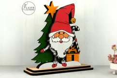 Christmas Gnome SVG - Laser Cut Wooden Holiday Figurine Product Image 3