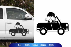 Christmas Gnome Riding a Car Decal Product Image 1