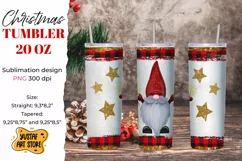 Christmas gnome and sparkler, gold stars tumbler sublimation Product Image 1