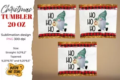 Christmas gnome "HO HO HO" tumbler 20 oz sublimation wrap Product Image 2