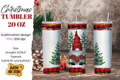 Christmas gnome with poinsettia tumbler sublimation design Product Image 1