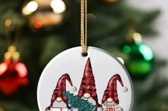 Christmas Gnomes Round Ornaments, Printable DIY Gifts Product Image 2