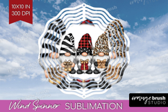 Christmas Gnomies Xmas Wind Spinner Sublimation PNG Round Product Image 1