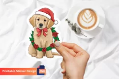 Christmas Golden Retriever Puppy Sticker, Animal Sticker Product Image 1