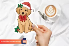 Christmas Golden Retriever Puppy Sticker, Animal Sticker Product Image 1