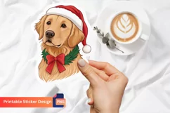 Christmas Retriever Sticker, Puppy Sticker, Animal Sticker Product Image 1