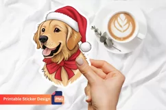 Christmas Retriever Sticker, Puppy Sticker, Animal Sticker Product Image 1