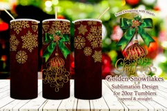 Golden Snowflakes Merry Christmas 20oz Tumbler Sublimation Product Image 1