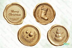 Christmas Golden Wax Seal Clipart Product Image 1