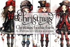Christmas Backgrounds, 15x15 Christmas Gothic Girl, Goth Product Image 1
