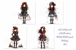 Christmas Backgrounds, 15x15 Christmas Gothic Girl, Goth Product Image 2