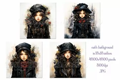 Christmas Backgrounds, 15x15 Christmas Gothic Girl, Goth Product Image 2