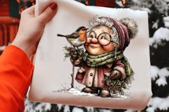 Christmas grandma and bullfinch Sublimation Product Image 2