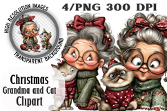 Christmas Grandma and Cat PNG Clipart Product Image 1