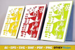 Christmas Greeting Card Cover Paper Cut Product Image 1