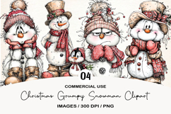 Christmas Grumpy Snowman Clipart Product Image 1