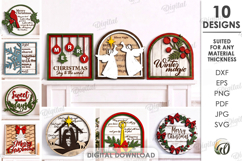 Christmas Grunge Wall Signs Bundle Laser Cut. Wall Decor SVG Product Image 1