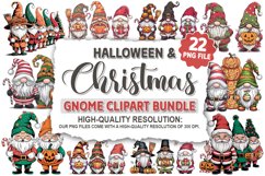 Christmas &amp; Halloween Gnome Sublimation - Clipart PNG Bundle Product Image 1