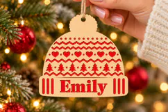 Christmas Hat Ornament SVG, Laser Cut Name Design File Product Image 2