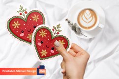 Christmas Hearts Sticker, Heart Decals, Festive Love Sticker Product Image 1
