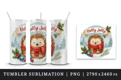 Christmas hedgehog tumbler, mug wrap clipart sublimation png Product Image 4