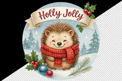 Christmas hedgehog tumbler, mug wrap clipart sublimation png Product Image 2