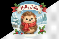 Christmas hedgehog tumbler, mug wrap clipart sublimation png Product Image 2