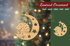 Christmas Hedgehog In Moon Lasercut Ornament SVG Product Image 1