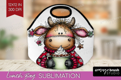 Highland Cow Lunch Bag - Whimsical Christmas Lunch Bug PNG Product Image 1