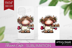 Highland Cow Phone Case PNG - Whimsical Christmas Case PNG Product Image 1