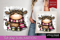 Highland Cow Tote Bag - Whimsical Christmas Tote Bag PNG Product Image 1
