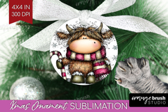 Highland Cow Ornament PNG - Whimsical Christmas PNG Product Image 1
